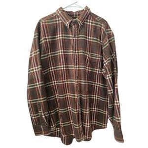 J. Crew Brown Plaid 100% Cotton Men's Flannel Shirt Size XL Grunge Distressed